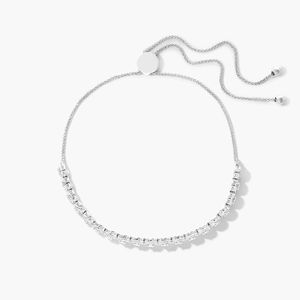 Pulsera de Diamantes Bolo de Lujo para Mujer con Corte Brillante Redondo en Oro Blanco - Product Image 1