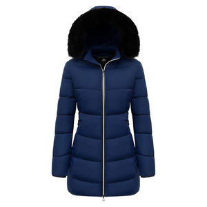Women's Winter Waterproof Warm Bubble <b>Puffer</b> <b>Jacket</b> Breathable Shiny Light Zipper Closure Hooded Detachable Sleeves Collar <b>Long</b> - Product Image 1