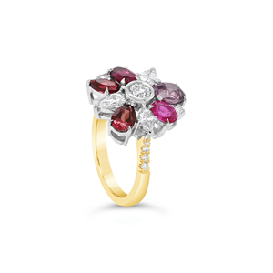 Bague en or massif 18 carats avec pierres précieuses naturelles de haute qualité : tourmaline, spinelle, saphir, grenat et diamants naturels - Product Image 6