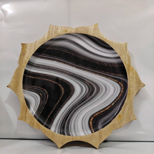 Platos de madera, platos de resina, platos con pegatinas, platos de madera para servir comida - Product Image 1