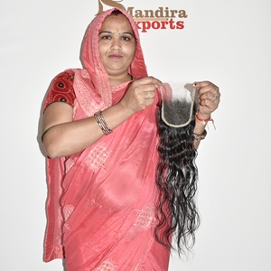 Extensions de cheveux humains Remy indiens du Tamil Nadu en gros, 100 % vierges, cuticules alignées, cheveux ondulés, double trame machine, 55 HD - Product Image 1