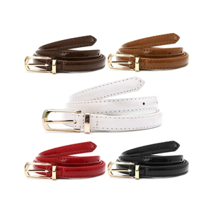 Red Genuine Leather <b>Belt</b> With Gold <b>Tone</b> Pin Buckle Casual Style Solid Color Women's Accessory - Product Image 5