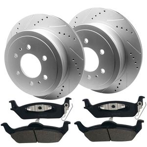 Dischi Freno Posteriori Forati e Pastiglie Freno in Ceramica Specifici per Ford F150 e Lincoln Mark LT - Product Image 1