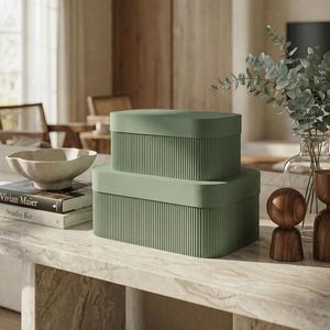 Juego de 2 Hermosas Cajas Decorativas de Cartón Acanalado con Tapas - Product Image 3