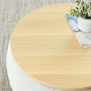 Light Grey 25\"x25\"x14.7\" Round Storage Ottoman 2-in-1 Function Use As End <b>Table</b> and Small Seat <b>Stools</b> & Ottomans" - Product Image 3