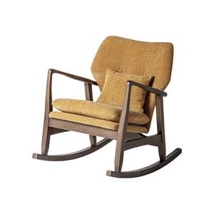 Fauteuil à bascule de style moderne du milieu du siècle, en teck massif, avec revêtement rembourré, ergonomique, coussin moelleux, meubles d'intérieur - Product Image 1