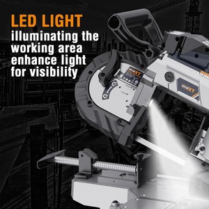 Sierra de cinta con base de aluminio ligera, sierra de cinta de corte profundo de 5 pulgadas y 10 amperios, velocidad variable, portátil, automática, multiusos - Product Image 4