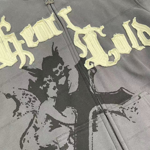 เสื้อฮู้ดดี้ผ้าคอตตอนหวี 100% หนานุ่ม สั่งทำ OEM สำหรับผู้ชาย แฟชั่นสตรีทแวร์ พิมพ์ลาย DTG พร้อมงานปัก - Product Image 4