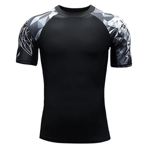 OEM Men Rash Guard T <b>Shirt</b> <b>Compression</b> Short Sleeve Swim <b>Shirt</b> UV Protection Custom Logo Bulk Supply - Product Image 1