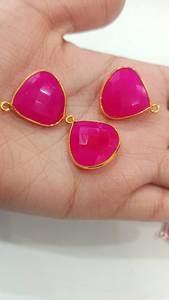 Chalcedoine rose naturel en forme de cœur, 20 mm, briolette, boucle simple, breloques - Product Image 3
