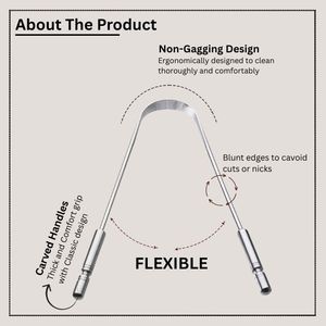 Rascador de lengua para tratamiento del mal aliento para adultos, acero inoxidable 100% de grado médico para el cuidado bucal, raspador de lengua fácil de usar - Product Image 3