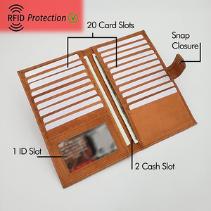 Trending Lightweight Long <b>Wallet</b> Men's Custom Logo Snap Button Closure High Quality Genuine Leather OEM Wholesale Price - Product Image 2