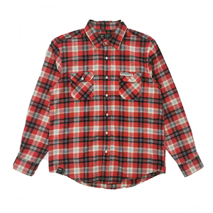 เสื้อเชิ้ตลายสก็อตสีแดงลดราคาพิเศษ MOQ ต่ำ เสื้อเชิ้ตแขนยาวสไตล์คนตัดไม้ รับปักโลโก้ เสื้อแฟลนเนลสตรีทแวร์ - Product Image 1