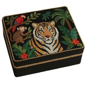 กล่องเก็บเครื่องประดับงานฝีมือสุดหรู ปักลายเสือด้วยมือ ประดับลูกปัด งานฝีมือระดับพรีเมียม งานปักด้ายคุณภาพสูง - Product Image 1