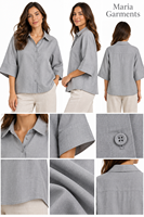 Ensemble 2 pièces pour femme en coton et lin : Blazer et pantalon large à manches 3/4, style décontracté pour les vacances, coupe ample