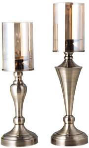 Élégant Porte-Bougie en Verre avec Base en Laiton Brossé, Style Hurricane, Décoration de Table Contemporaine et Luxueuse - Product Image 3