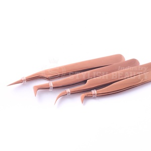 Pincettes d'extension de cils en acier inoxydable, haute qualité, Logo personnalisé, étiquette privée, or Rose, Volume - Product Image 1