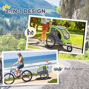 Rimorchio per Bicicletta 2 in 1 per Cani, Grande Passeggino per Animali Domestici da Esterno con Tettuccio e Tasche Portaoggetti, Compatibile con Biciclette a 3 Ruote in Alluminio, Massima Capacità di Carico - Product Image 4
