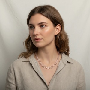 Collier artisanal en quartz rose naturel de 44 cm, qualité AAAAA, perles dorées, bijoux Muse, vente en gros Inde, collier en quartz rose - Product Image 1