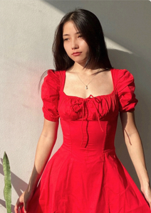 Vestido Bustier Rojo Sólido Asimétrico Informal para Mujer, Atuendo Perfecto para Fiestas Nocturnas, Estilo Moderno, Cómodo y a la Moda para el Verano - Product Image 2