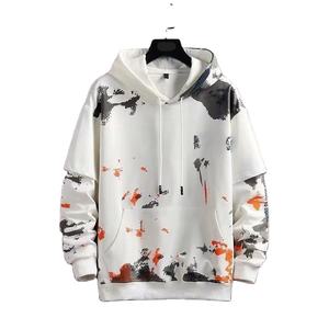 Sweat à capuche épais pour homme, taille plus, imprimé patchwork, style streetwear, lettres imprimées, ample et long, automne/hiver 2025 - Product Image 1