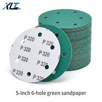 5 disques abrasifs verts de 125 mm à 6 trous, grain P60-P800, pour ponceuse excentrique, travail du bois, métal, OEM, utilisation humide et sèche
