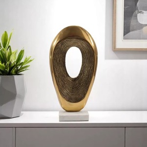 Abstract Brass Sculpture Irregular Shape Handmade Artistic Tabletop Decor Contemporary Living Room <b>Decoration</b> - Product Image 1