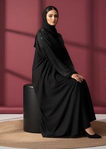 Luxury Rhinestone Abaya Breathable Loose Fit Polyester Women Party Evening Floor Length <b>Dress</b> Middle East Flare - Product Image 3