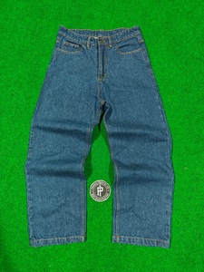 Jeans Baggy Bleu Foncé Empilés pour Hommes – Fabrication de Vêtements de Rue Tendance pour Hommes - Product Image 6