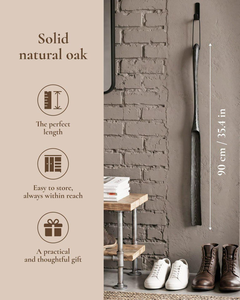 Chausse-pied en bois de chêne à long manche, aide à l'enfilage des chaussures et des bottes, accessoire rustique pour entrée et couloir, outil d'entretien des chaussures en bois naturel - Product Image 5