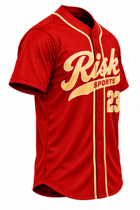 Camiseta de Béisbol Roja Personalizada RISK SPORTS 100% Poliéster con Botones al Frente, Manga Corta, Secado Rápido, Transpirable, Uniforme Deportivo de Softbol - Product Image 5