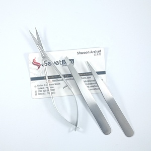 Pince à épiler dorée 3 pièces la plus demandée pour sourcils, avec pointe inclinée et ciseaux à ressort à lame droite, personnalisable avec logo - Product Image 4