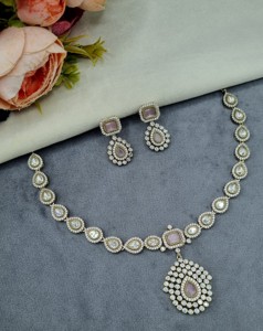 Radiant And Pear Cut Stone Kundan Necklace <b>Set</b> With Matching Earrings Antique Gold Plated Ethnic Wear <b>Jewellery</b> <b>Set</b> Manufacturer - Product Image 4