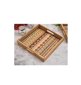 Plateau de service rectangulaire en bois blanc, design personnalisé, 100% haute qualité, artisanat fait main, style haut de gamme. - Product Image 6