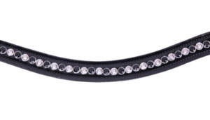 High Quality Black Cow Leather Brow Band with Beautiful Black Sier Crystals Studs Western <b>Equestrian</b> Accessory Horse Product - Product Image 3