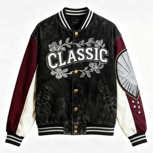 เสื้อแจ็คเก็ตพัฟเฟอร์แบบมีฮู้ดสำหรับฤดูหนาว คอตั้ง ปักลายวินเทจ สไตล์ยูนิเซ็กส์  แบบกระดุมแถวเดียว  สำหรับชุดยูนิฟอร์มเบสบอลแบบวิทยาลัย  สามารถปรับแต่งได้ - Product Image 4