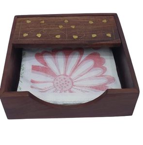 Boîte à mouchoirs multifonctionnelle en bois d'acacia foncé, faite à la main, moderne, autoportante, écologique et décorative - Product Image 4