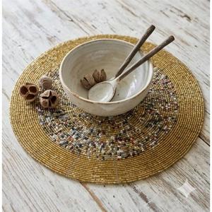 Rustic Round <b>Beaded</b> Placemat Handmade Dining Table Mat Decorative Table Setting Boho Kitchen Decor Stylish Home Accessory - Product Image 3