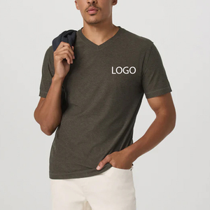 T-shirt moderne à col en V de conception haut de gamme pour hommes, tissu extensible, confortable pour un usage quotidien, pour les commandes en gros, design / logo décontracté - Product Image 1