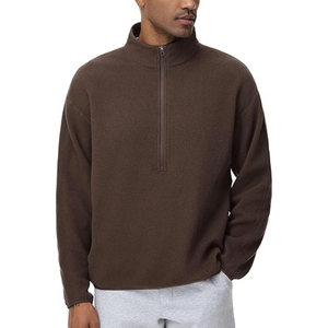 <b>Men</b> Half Zipper Fleece Knitted Custom Logo <b>Turtleneck</b> Quarter Zip Breathable Winter 240g Sweatshirt - Product Image 4