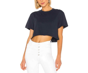 Wholesale OEM Custom Logo High Quality 100% Cotton 180 GSM Regular Fit Women's Summer Breathable Crop <b>Top</b> O-Neck Short Sleeve - Product Image 1