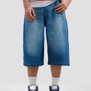 Pantalones Cortos de Mezclilla para Hombre, Estilo Vintage, Lavados, de Cintura Media, Tejido de Algodón, Corte Recto, Cinco Bolsillos, Cierre con Botones y Cremallera, para Uso Diario Informal de Verano - Product Image 3