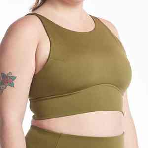 Soutien-gorge de sport pour femme de qualité supérieure, personnalisé, à bretelles, pour push-up, fitness, gym, yoga, avec logo frontal uni, maintien élevé et coussinets amovibles - Product Image 4