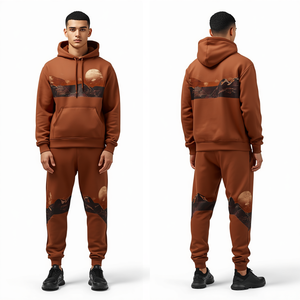Survêtement à capuche pour homme, design décontracté uni avec cordon de serrage, motifs artistiques Copper Horizon, mode contemporaine haut de gamme - Product Image 2
