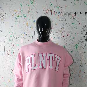 Sudadera PLNTY PINK con cuello alto, 100% BLANCA, con apliques bordados, cuello ancho, URBAN PRODUCTIONS - Product Image 2