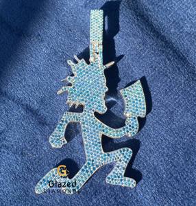 Collier pendentif hache en moissanite bleue glacée avec bijoux hip-hop en argent sterling 925 pour homme - Product Image 1