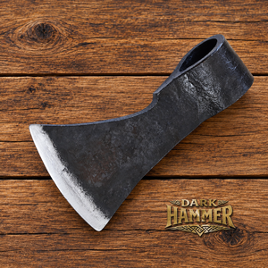Tête de hache de style Viking forgée à la main avec lame large et incurvée et bord poli, objet historique médiéval de collection - Product Image 1