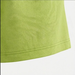 Conjunto de 2 Piezas para Mujer, Tejido, Verde Sólido, Cuello Redondo, Manga Corta, Corte Holgado, Casual, Por Encima de la Rodilla, Transpirable, Uso Diario - Product Image 6