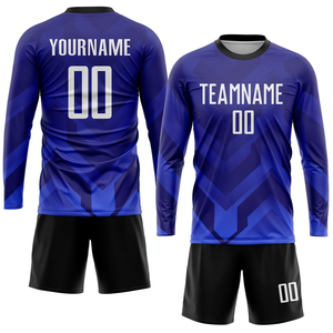 เสื้อฟุตบอลผู้ชายสีน้ำเงิน พิมพ์ลายแบบซับลิเมชั่น ระบายเหงื่อได้ดี คอกลม แขนสั้น ทรงแอธเลติกสำหรับผู้ใหญ่ รับสกรีนชื่อทีม OEM - Product Image 5