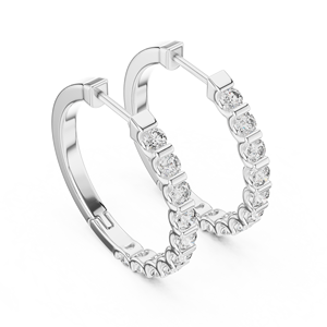 Juego de Aretes de Aro Simples en Oro Blanco de 18K con Baño de Rodio, Diamantes Cultivados en Laboratorio con Certificación IGI, Lujo para Uso Diario y Eventos Glamurosos, Económicos - Product Image 1